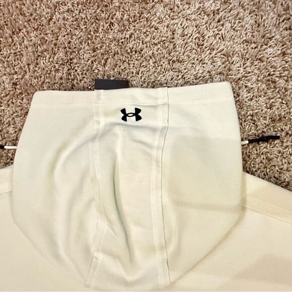 Under Armour Women’s Project Rock Cream Short Sleeve Hoodie Sweatshirt Sz Large - Picture 5 of 11